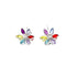 The Multicolor Birth Stones and Zirconia Silver Filled Earrings showcase a delightful floral design with petal-shaped stones in vibrant shades of red, purple, blue, yellow, and green. These colorful earrings are elegantly set against a white background in 14k silver-filled metal.